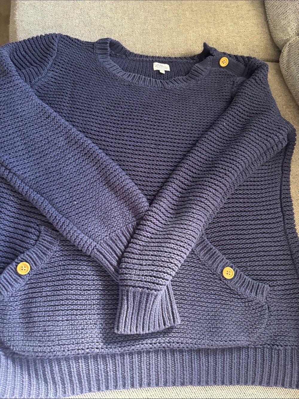 Women’s Navy Knit Sweater with Button Details ll bean